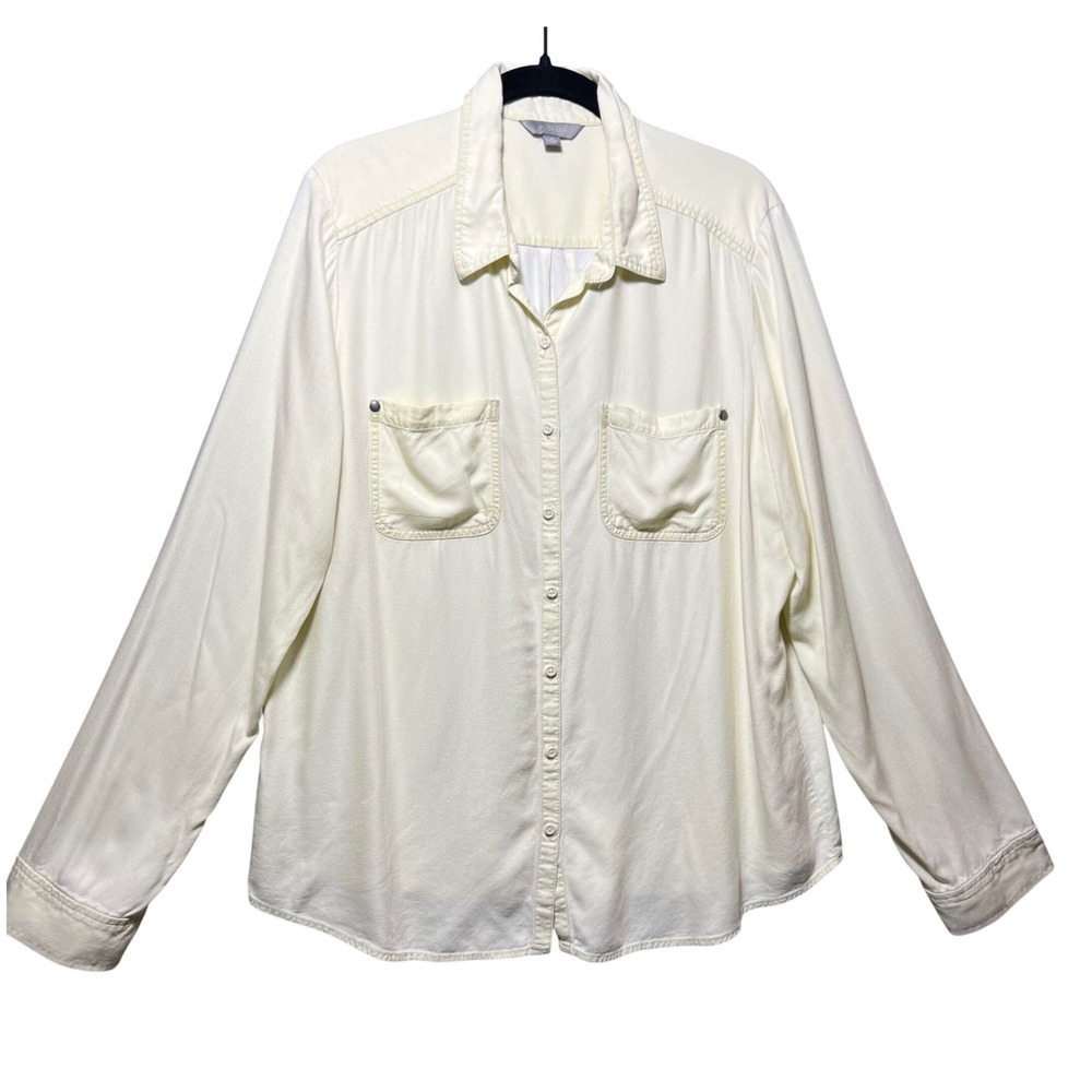 Rubbish Utility Shirt XL Pale Yellow Rayon Long Sleeve Button Down
